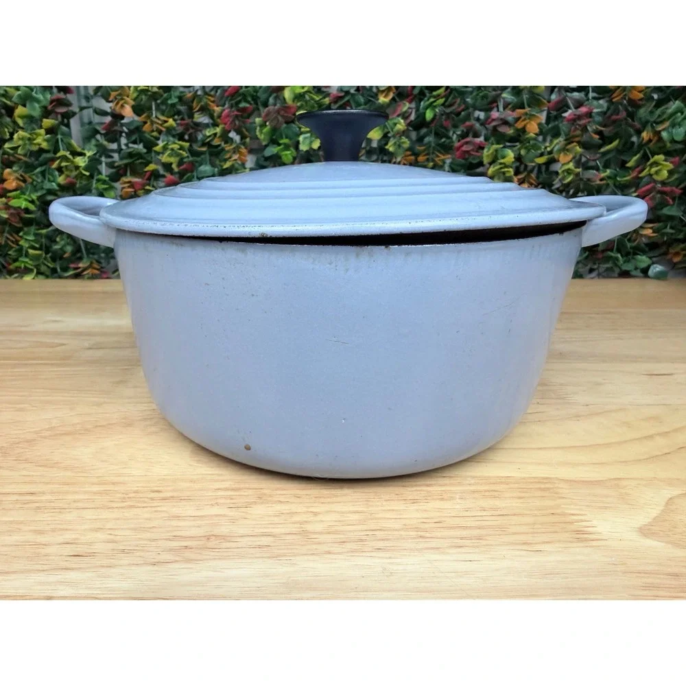 Le Creuset Light Blue Enameled Cast Iron Round Dutch Oven with Lid France